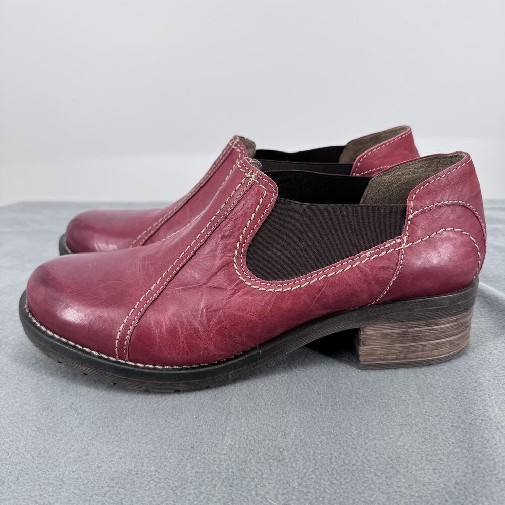 Dromedaris Womens 41 Red Leather Chelsea Ankle Boots Comfort Slip On Size 10‎